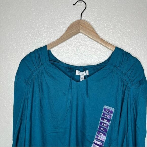 Jessica Simpson blue Leslie boho long sleeve peasant tunic top size XXL - Picture 3 of 12